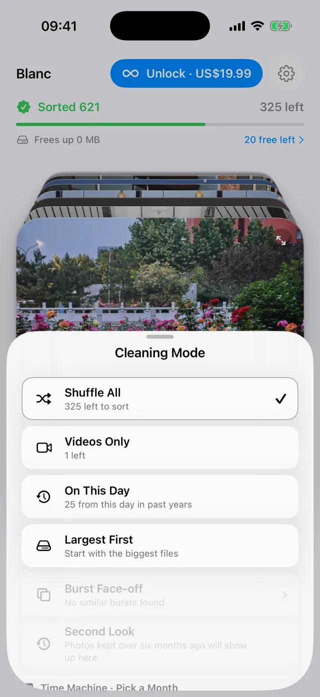 Cleaning Mode panel